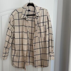 Casual Beige/navy plaid Shirt